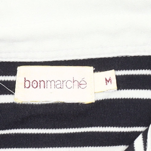 Bonmarché Women's Black Striped Polo Shirt M