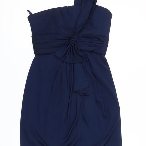 BCBGMAXAZRIA Women's Blue One Shoulder Dress, Size 10, Party Style