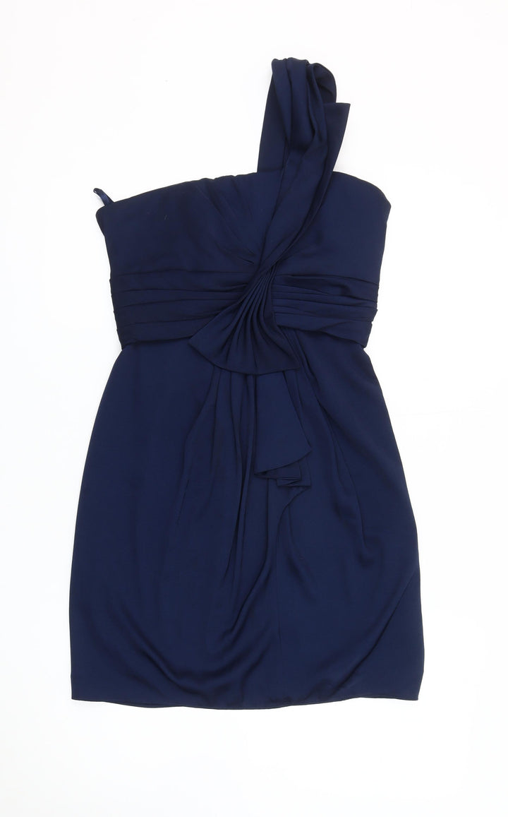 BCBGMAXAZRIA Women's Blue One Shoulder Dress, Size 10, Party Style