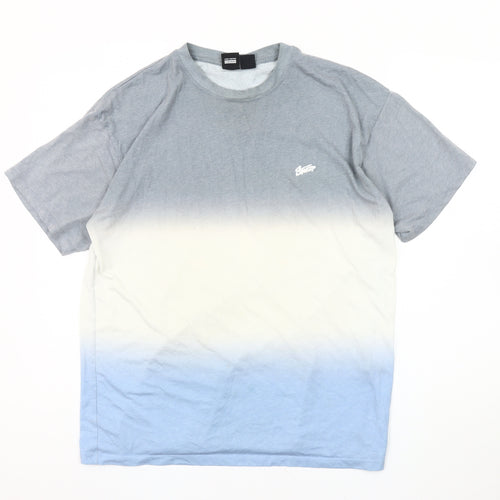 Pull&Bear Men's Blue Ombre T-Shirt - Size M