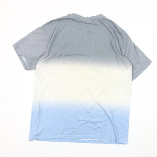 Pull&Bear Men's Blue Ombre T-Shirt - Size M