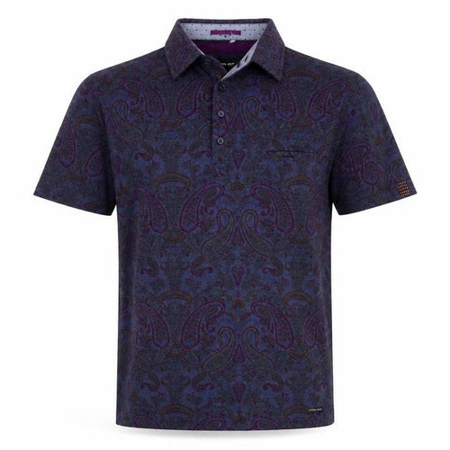 Guide London Men's Blue Paisley Polo Shirt M