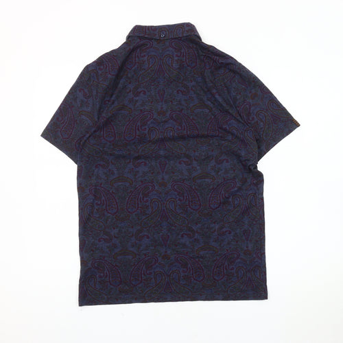 Guide London Men's Blue Paisley Polo Shirt M