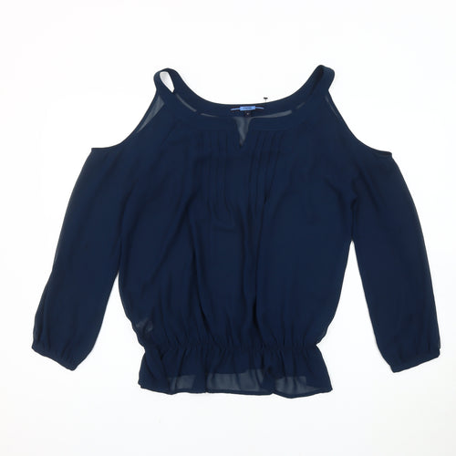 Next Women's Blue Cold Shoulder Blouse, Size 8