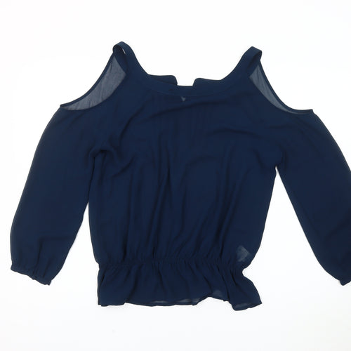 Next Women's Blue Cold Shoulder Blouse, Size 8