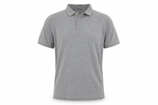 Front view of Larsson & Co Men's Grey Polo Shirt, size L, Short Sleeve