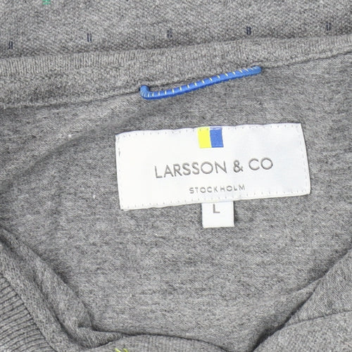 Larsson & Co Men's Grey Polo Shirt Size L Short Sleeve