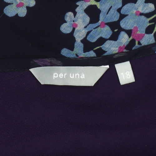 Per Una Women's Purple Floral Blouse Size 18