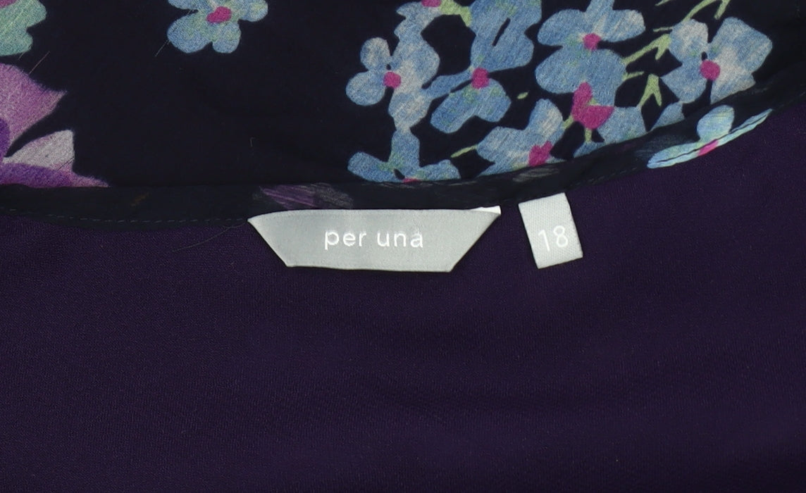 Per Una Women's Purple Floral Blouse Size 18