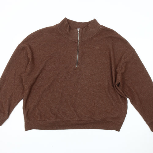 ASOS Men's Brown Pullover Sweatshirt M 1/4 Zip High Neck