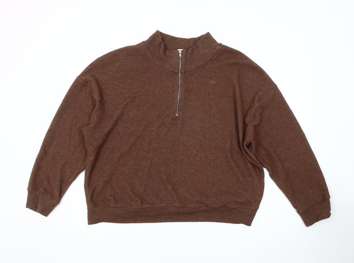 ASOS Men's Brown Pullover Sweatshirt M 1/4 Zip High Neck
