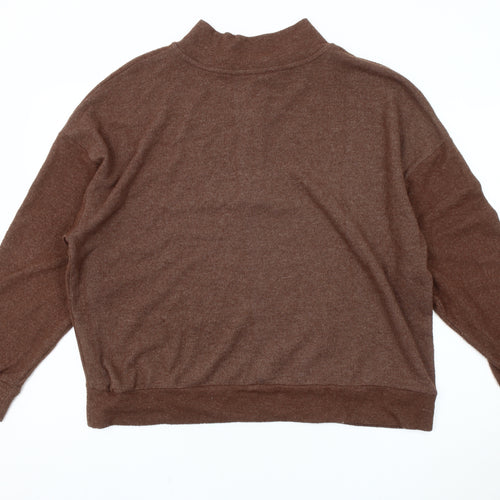 ASOS Men's Brown Pullover Sweatshirt M 1/4 Zip High Neck