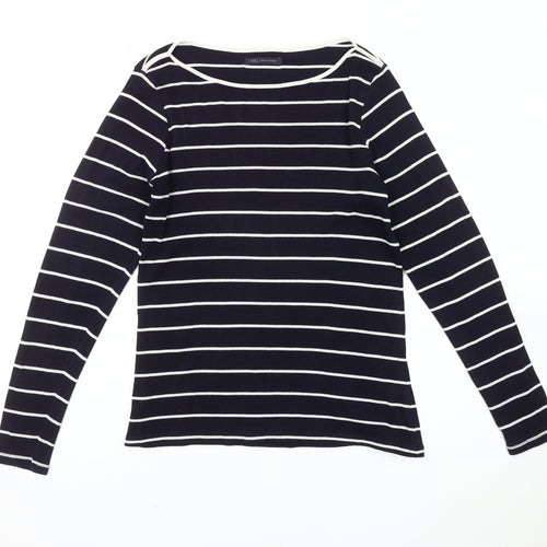 Marks and Spencer Women's Black Striped T-Shirt, Size 14