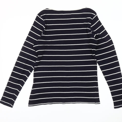 Marks and Spencer Women's Black Striped T-Shirt, Size 14