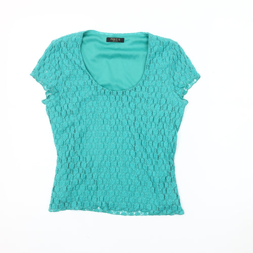 Precis Women’s Green Lace Petite Top, Size S Jersey Style