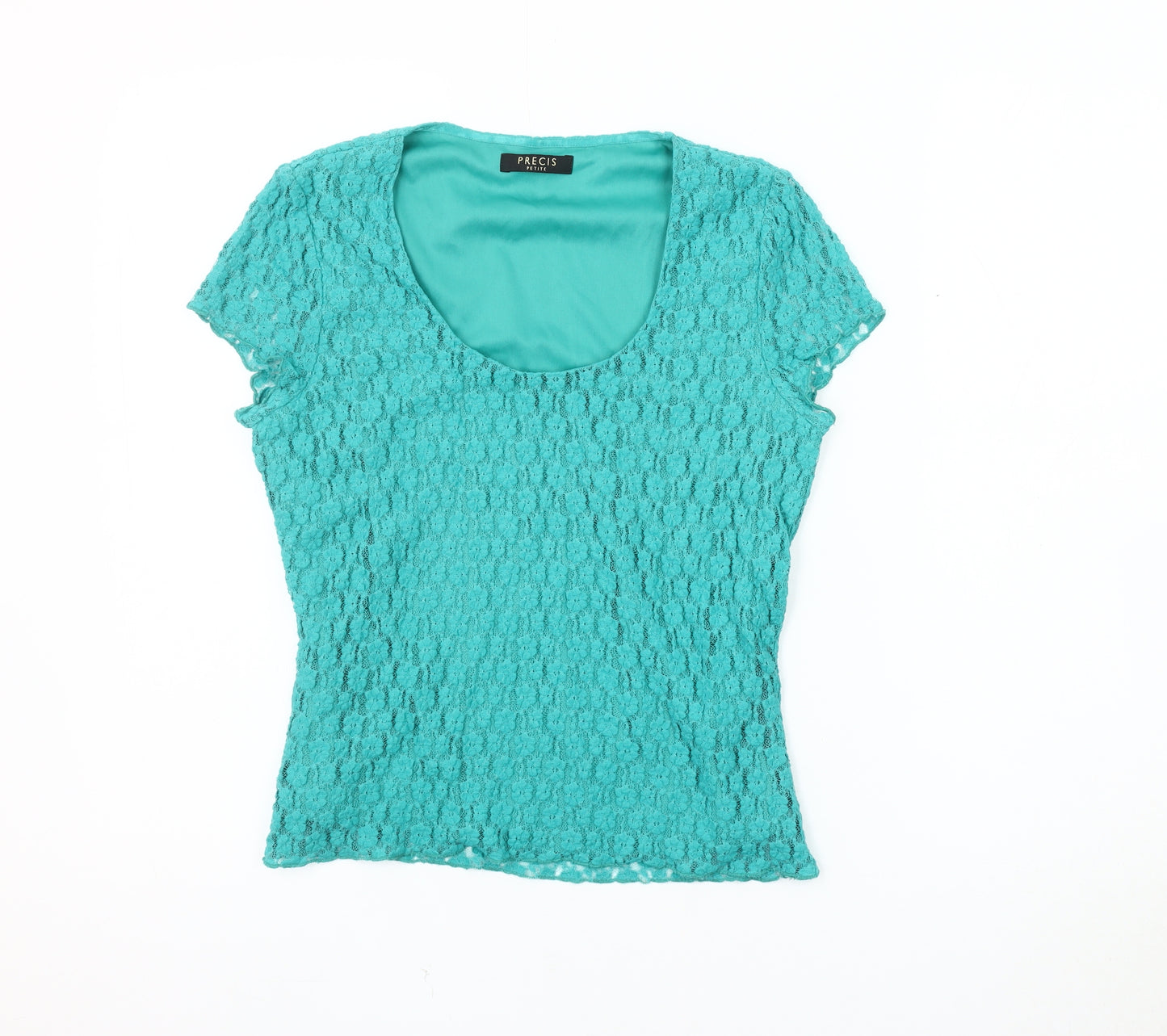 Precis Women’s Green Lace Petite Top, Size S Jersey Style