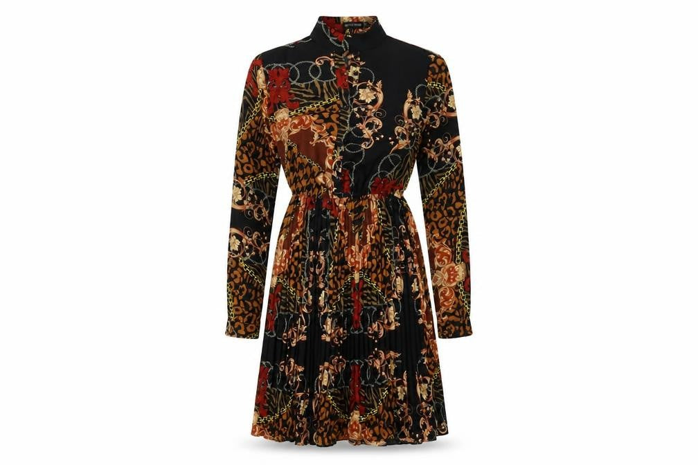 Front view of PRETTYLITTLETHING Women's Multicoloured, size 8, Retro Dress