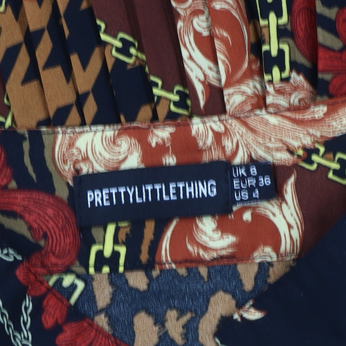 PrettyLittleThing Women's Multicoloured Size 8 Retro Dress