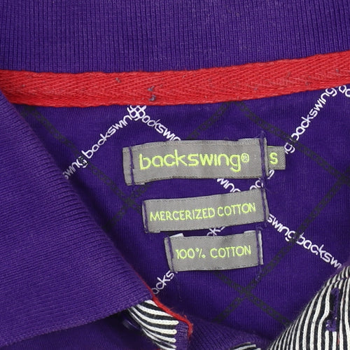 backswing Men's Purple Striped Polo Shirt Size S