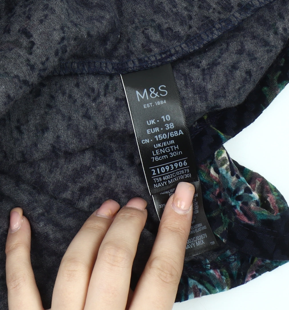 Marks and Spencer Women's Multicoloured Floral Midi A-Line Skirt - Size 10