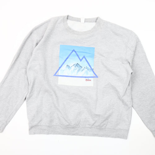 Just Hoods Men's Grey 2XL Pullover Sweatshirt