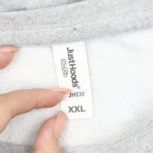 Just Hoods Men's Grey 2XL Pullover Sweatshirt