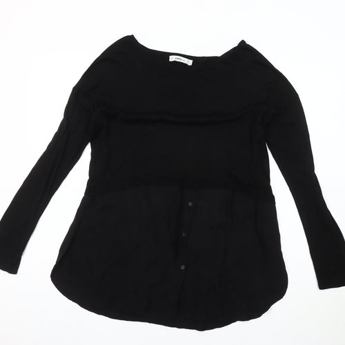 Zara Women's Black Long Sleeve Knit Jumper - Size Small