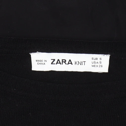Zara Women's Black Long Sleeve Knit Jumper - Size Small
