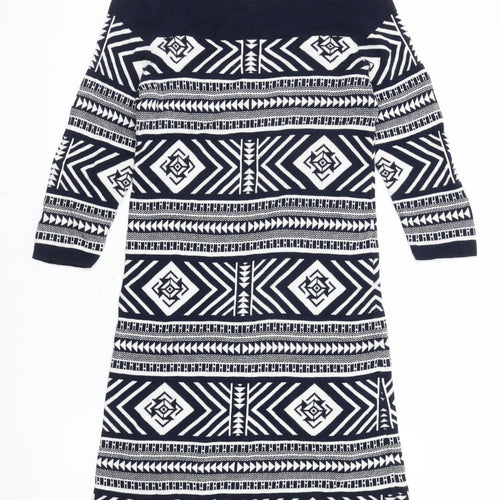 Monsoon Women's Blue Geometric Shift Dress Size 8