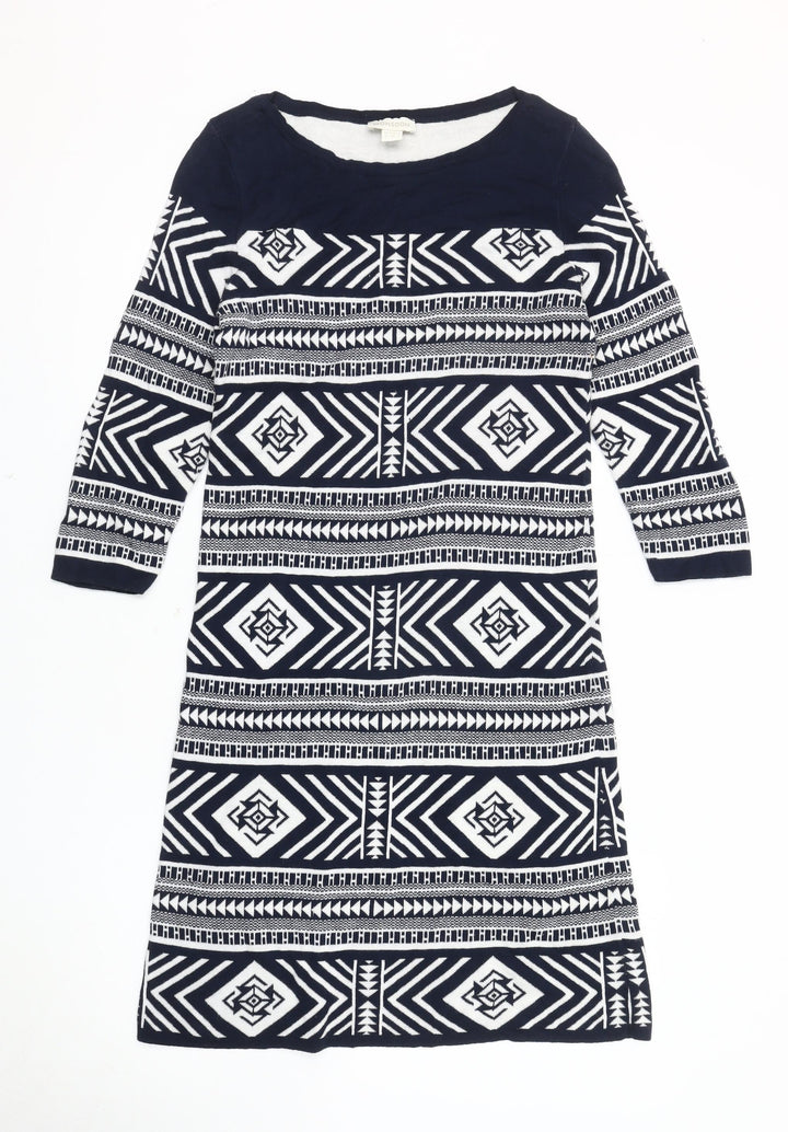 Monsoon Women's Blue Geometric Shift Dress Size 8