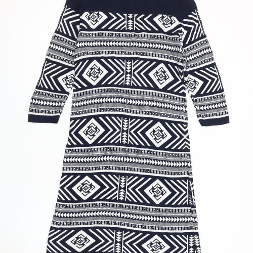 Monsoon Women's Blue Geometric Shift Dress Size 8