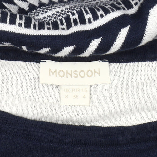Monsoon Women's Blue Geometric Shift Dress Size 8