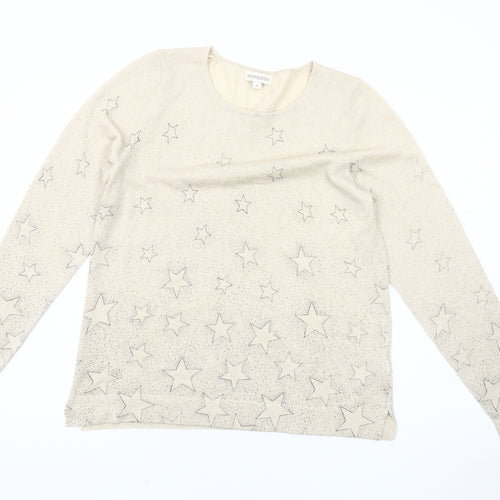 Monsoon Women's Beige Star Knit Pullover Jumper M