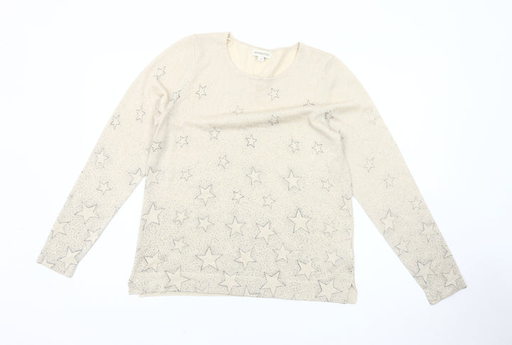 Monsoon Women's Beige Star Knit Pullover Jumper M