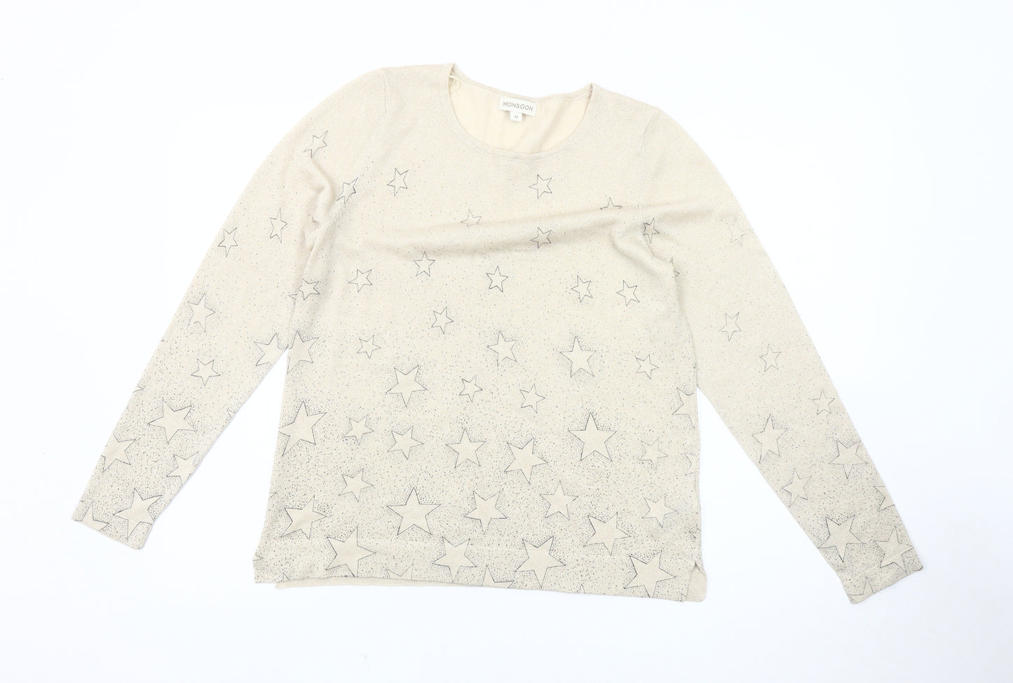 Monsoon Women's Beige Star Knit Pullover Jumper M
