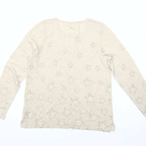 Monsoon Women's Beige Star Knit Pullover Jumper M