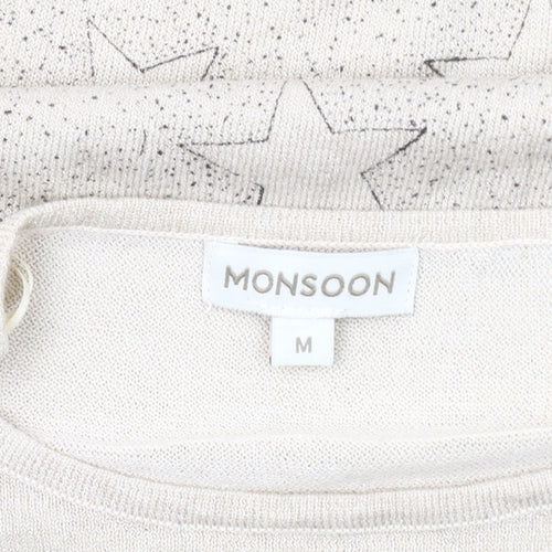 Monsoon Women's Beige Star Knit Pullover Jumper M