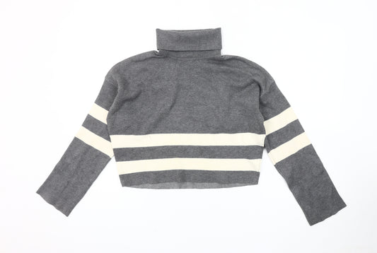 New Look Girls Grey Striped Pullover Jumper 11-12 Years