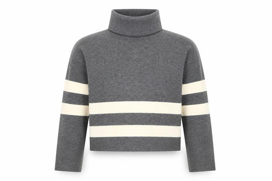Front view of New Look girls’ grey striped jumper 11-12 years
