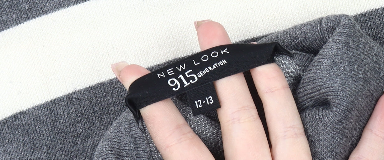 New Look Girls Grey Striped Pullover Jumper 11-12 Years