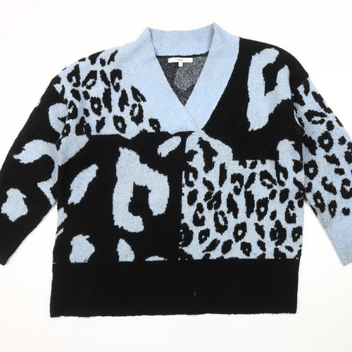 Next Women's Black Blue Cardigan L, Animal Print