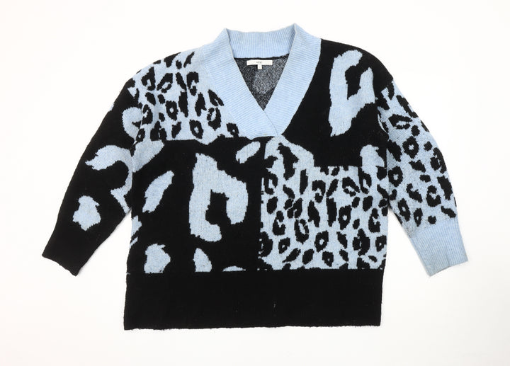 Next Women's Black Blue Cardigan L, Animal Print