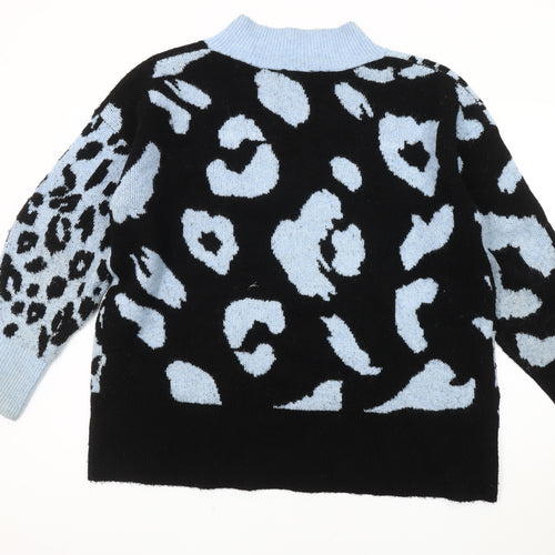 Next Women's Black Blue Cardigan L, Animal Print