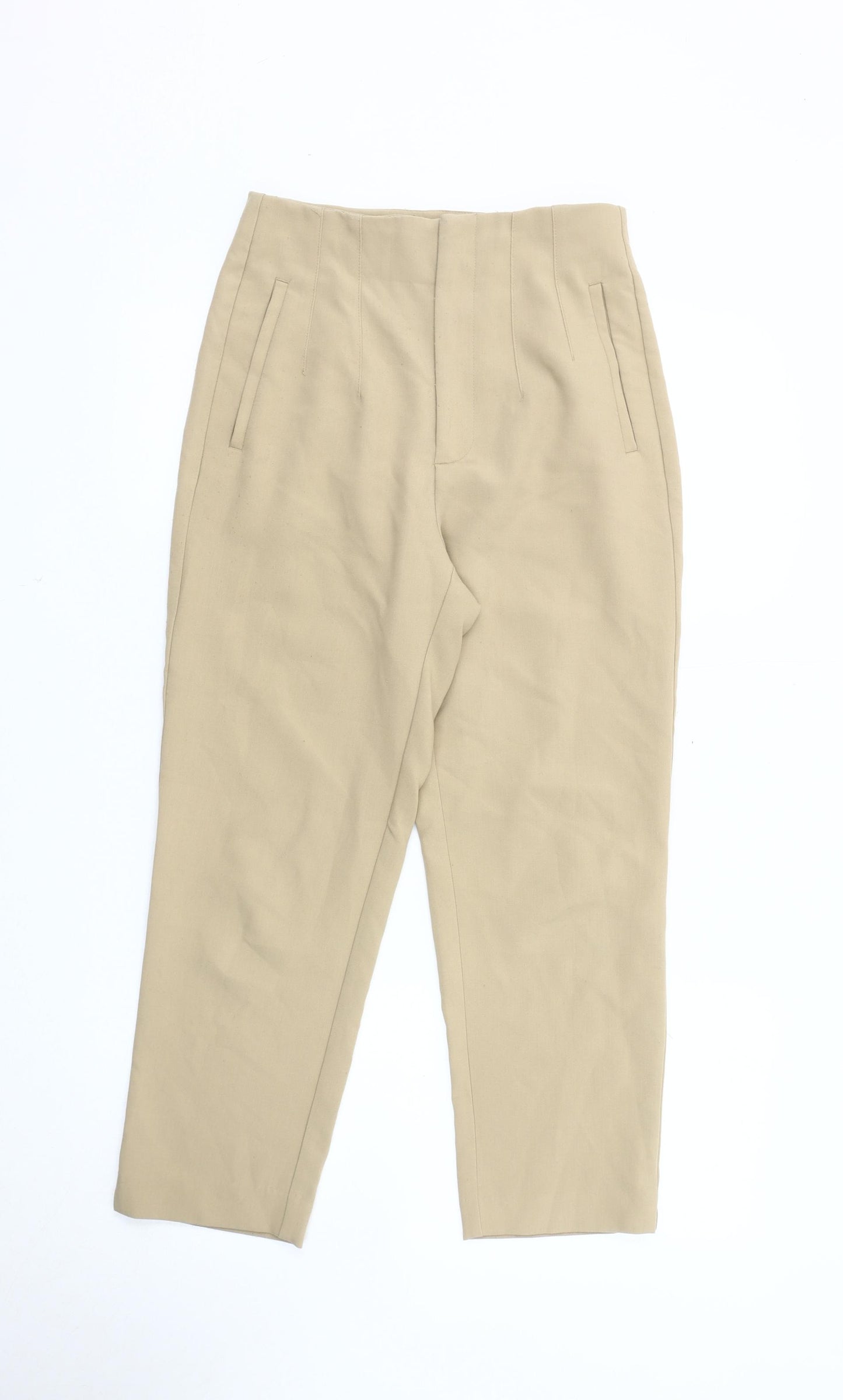 Stradivarius Women's Beige Trousers, Size 8, Straight Leg