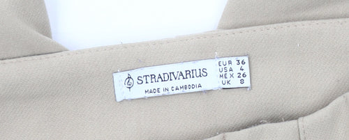 Stradivarius Women's Beige Trousers, Size 8, Straight Leg