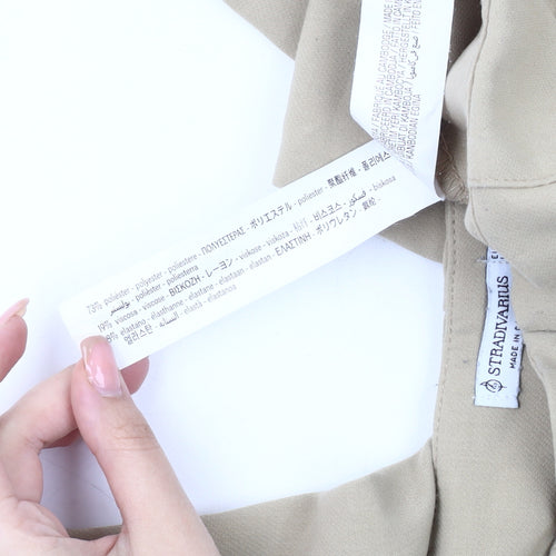 Stradivarius Women's Beige Trousers, Size 8, Straight Leg