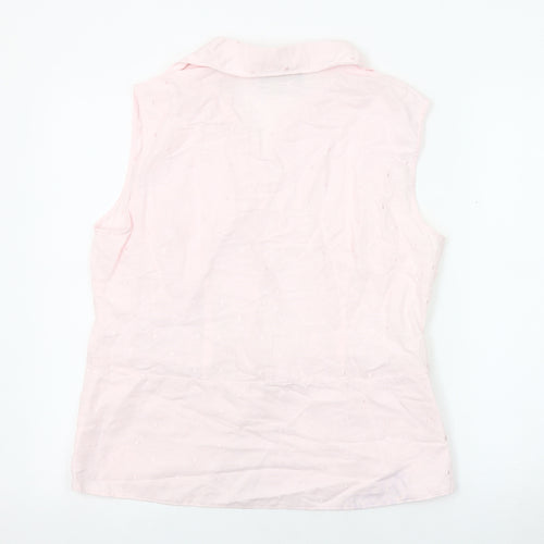 Harve Benard Women's Pink Linen Cotton Sleeveless Blouse XL