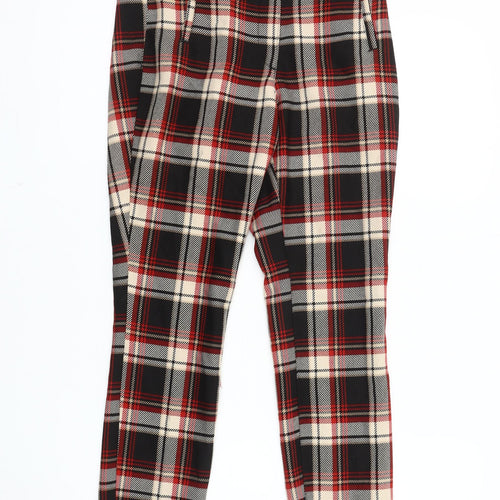 H&M Women's Multicoloured Plaid Trousers Size 8