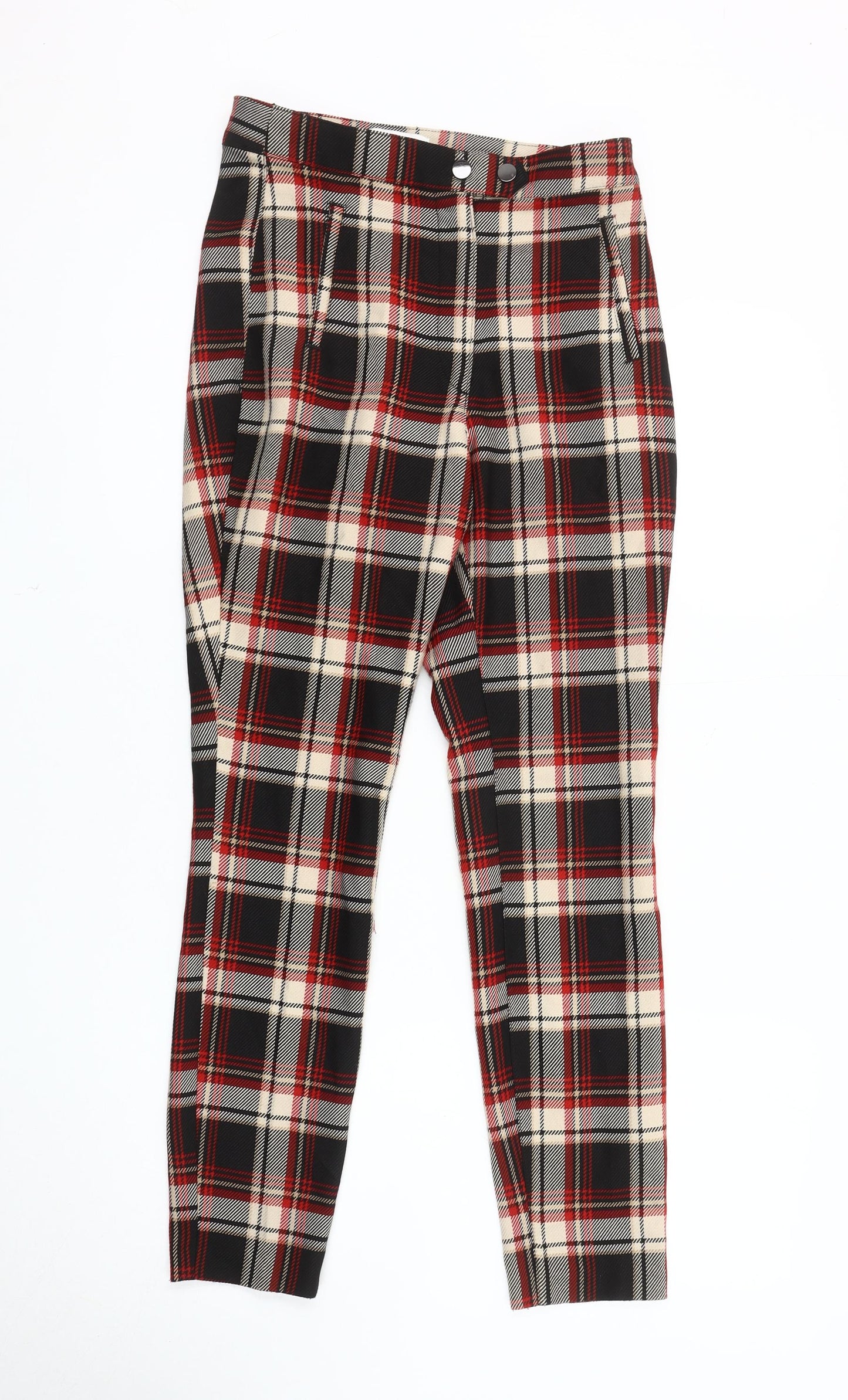 H&M Women's Multicoloured Plaid Trousers Size 8