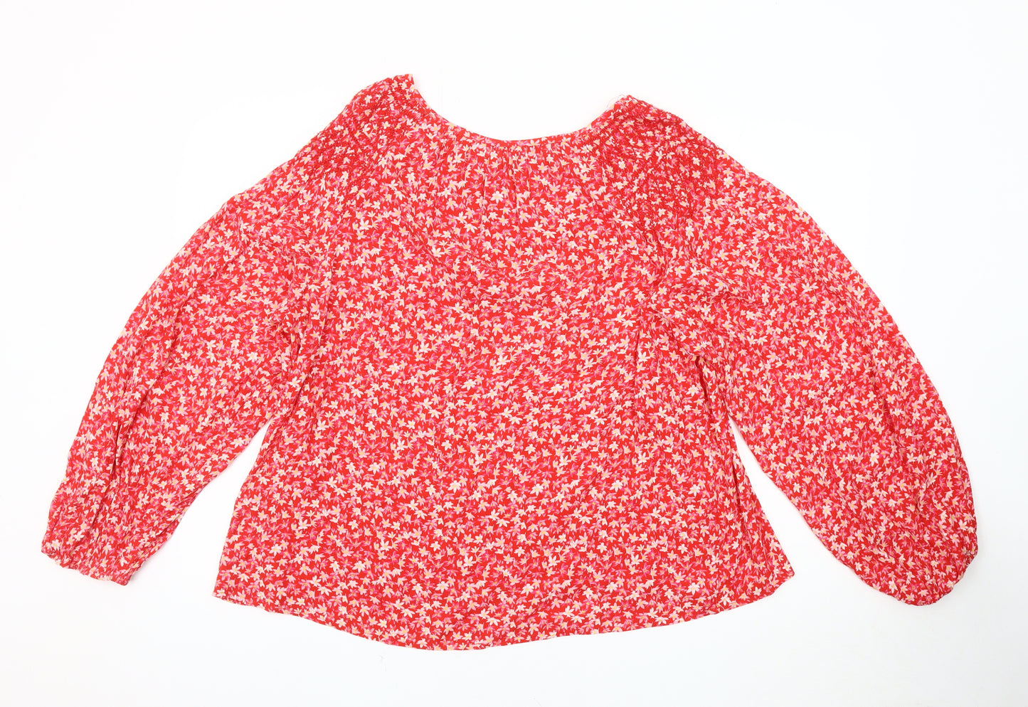 Per Una Women's Red Floral Blouse Size 14
